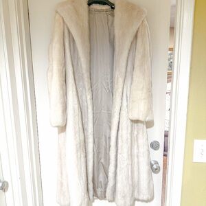 Full Length Real White Mink Coat